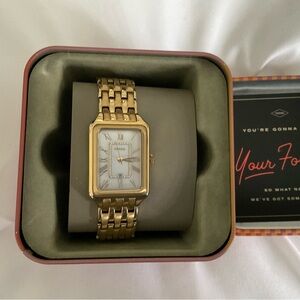Fossil Gold Bracelet Watch with White Dial